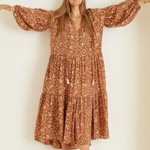 Natalie Martin Briana Dress Oak Brown Silk Maxi XL